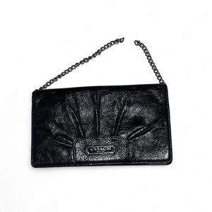 Coach Black Leather Wristlet Clutch